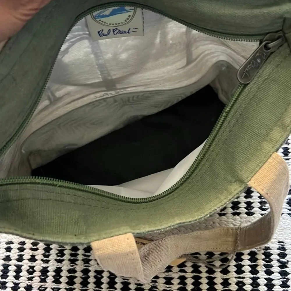 Paul Breut Canvas purse green palm tree purse
